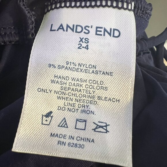 Lands End Swim Tunic Embroidered Ruched Sides Navy Rash Guard UPF 50 Women XS - Picture 7 of 7